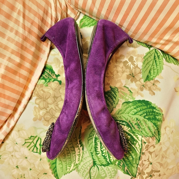 ELIE TAHARI π Lucille Ballet Flats in Grape Jelly purple suede LEATHER - Picture 11 of 16